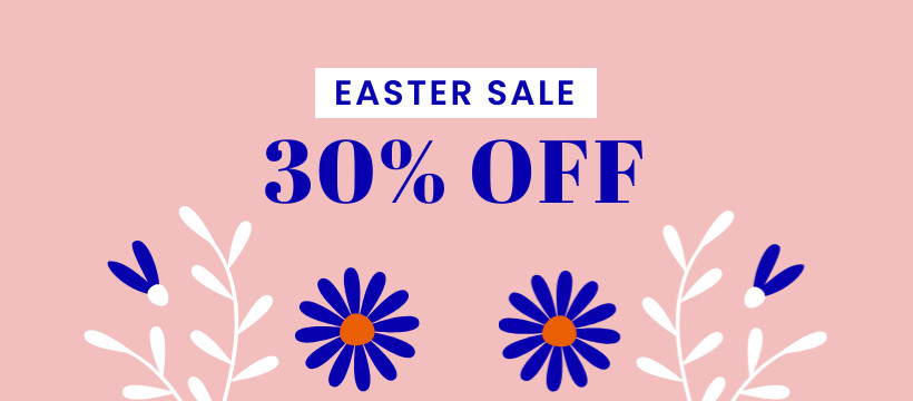 Easter Sale Blue Flower Illustration Inline Rectangle 300x250