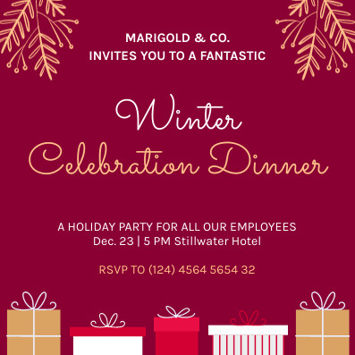 Christmas Winter Celebration Dinner Invitation 397x397 template preview