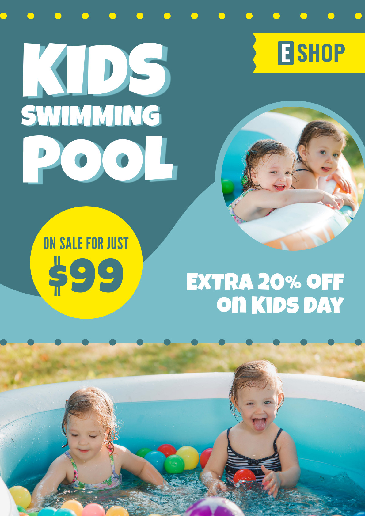 Kids Swimming Pool On Sale – Poster Template 1191x1684