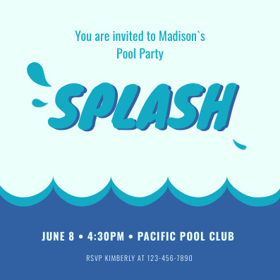 Splash Pool Party – Invitation Template  397x397 template