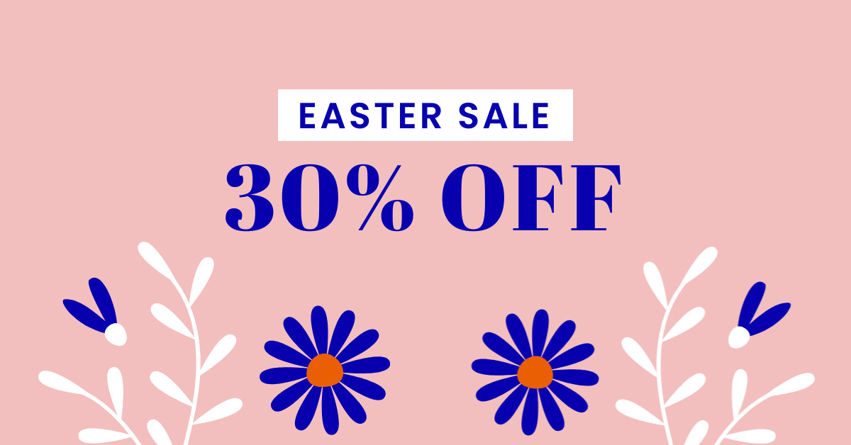 Easter Sale Blue Flower Illustration