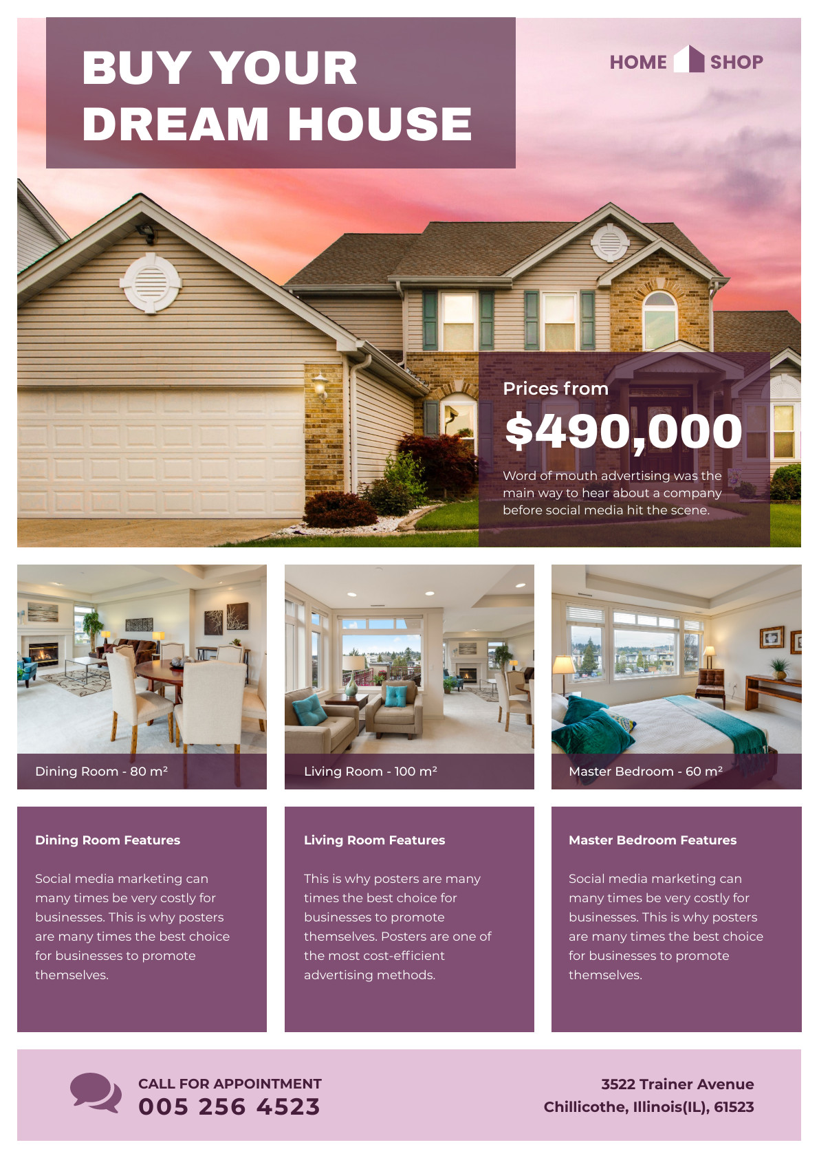 Buy Dream Purple Home – Poster Template 1191x1684