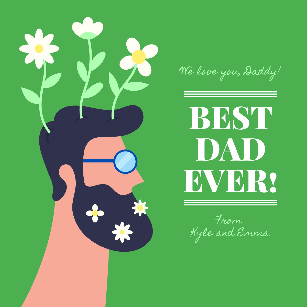 Best Dad Ever Green Father's Day Responsive Square Art 1200x1200