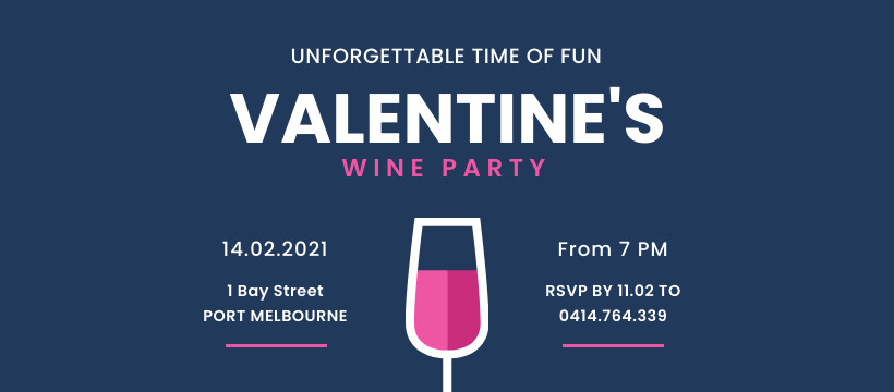 Valentine's Day Wine Party Facebook Cover 820x360