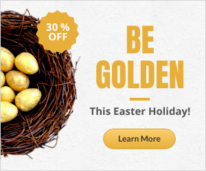 Golden Easter Egg with Promo Inline Rectangle 300x250