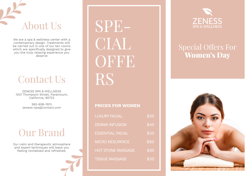 Women's Day Pink Calm Spa – Brochure Template 842x595
