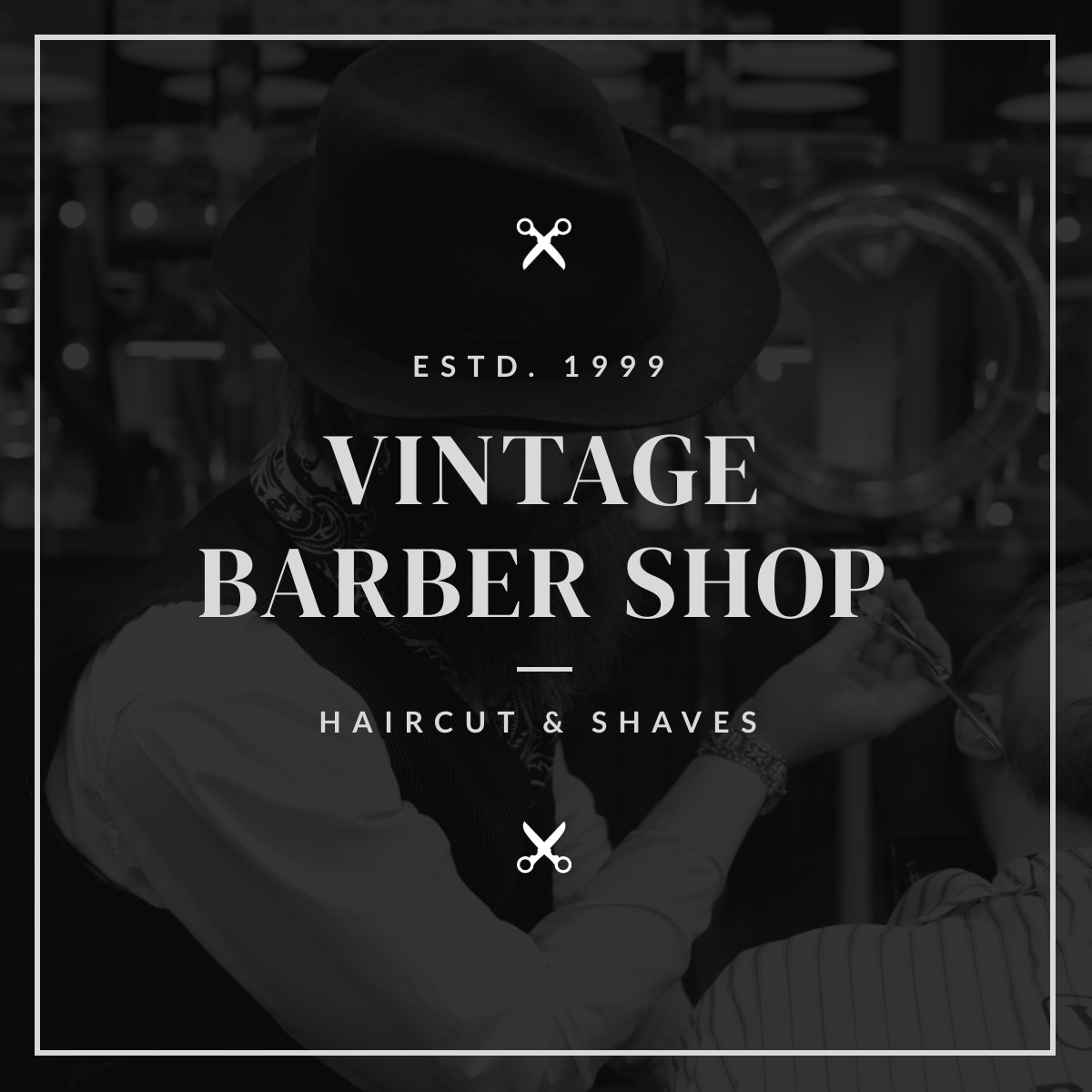 Vintage Barber Shop Haircut and Shaves Video Facebook Video Cover 1250x463