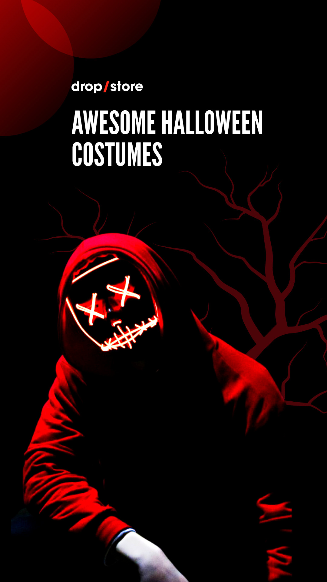 Black Red Halloween Costumes Facebook Cover 820x360