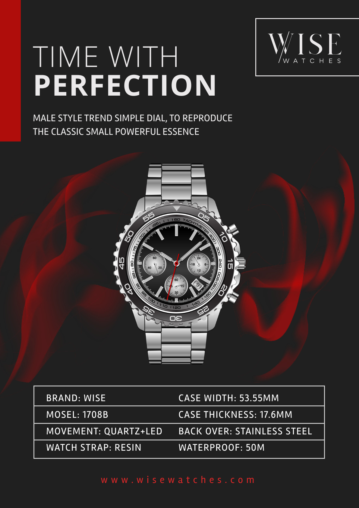 Time With Perfection Men's Watch – Poster Template  1191x1684 template preview