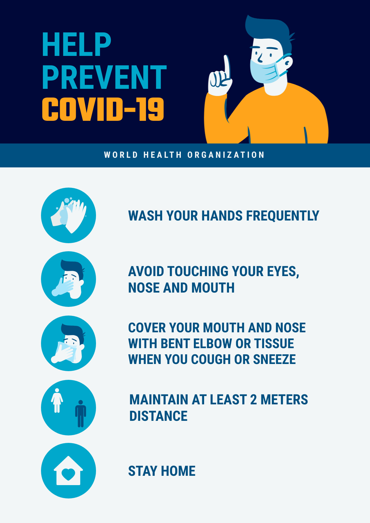 Help prevent COVID-19 WHO – Poster Template 1191x1684 template preview