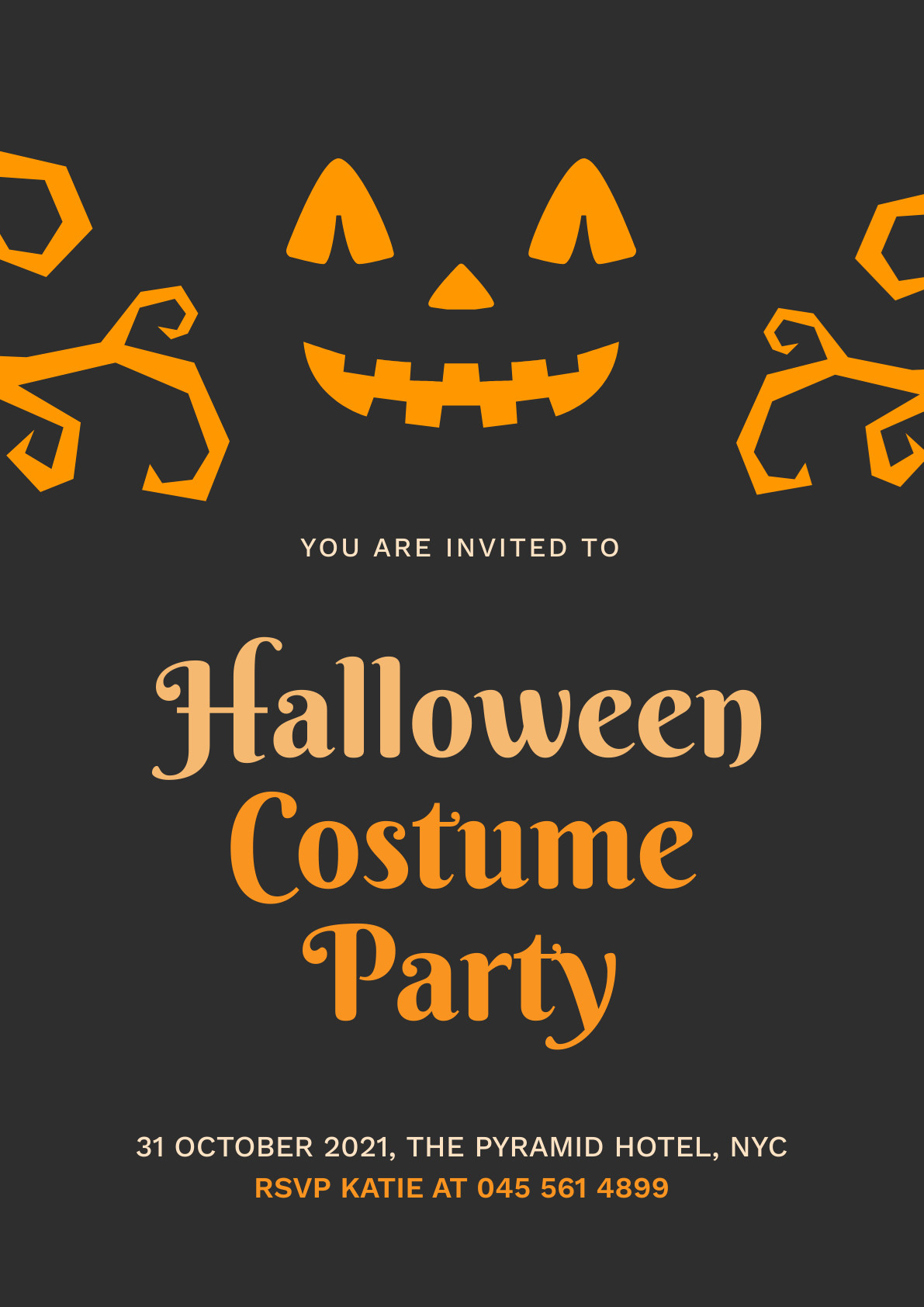 Halloween Costume Party Poster Template 1191x1684