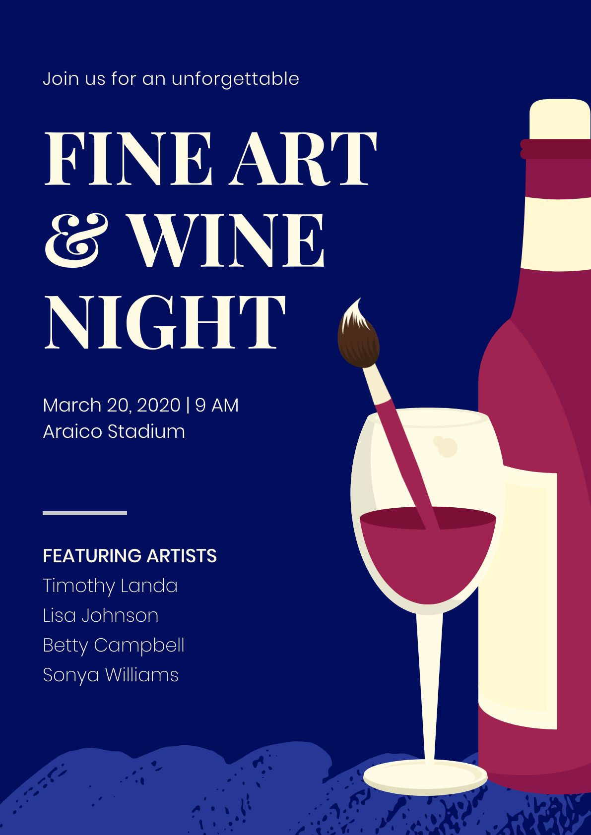 Fine Art and Wine Night – Poster Template 1191x1684