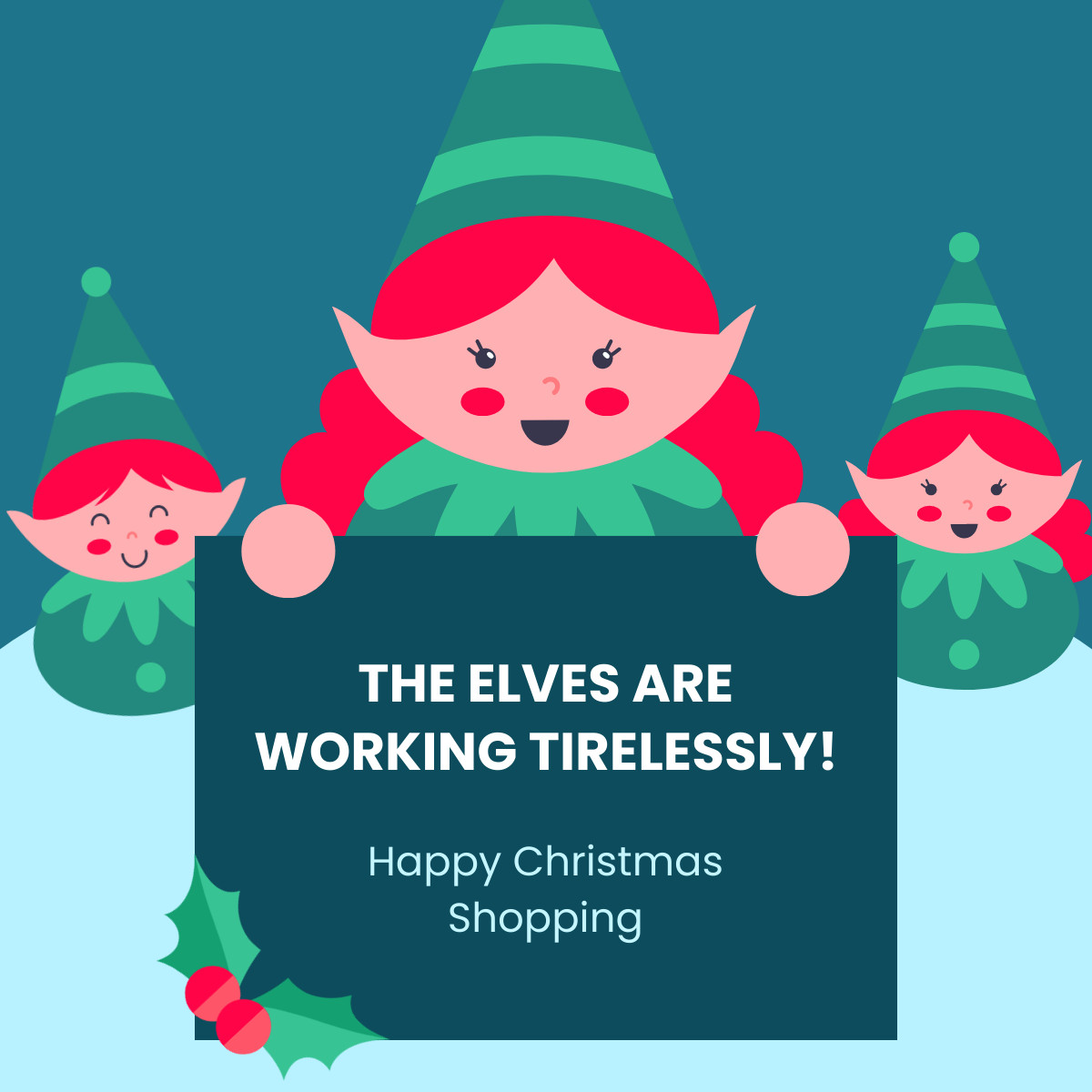Christmas Elves Shopping Responsive Square Art 1200x1200