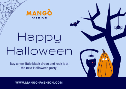 Mango Fashion Blue Halloween Card 420x298 template