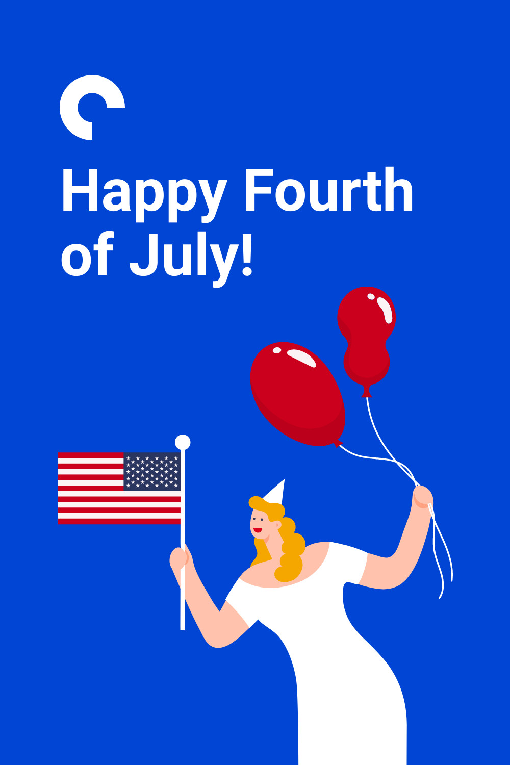 Happy Fourth of July Festive Woman Illustration Facebook Cover 820x360