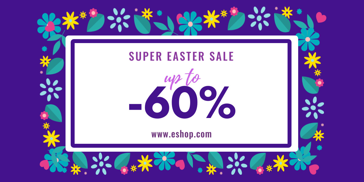 Super Easter Sale Cute Flower Illustration Facebook Cover 820x360