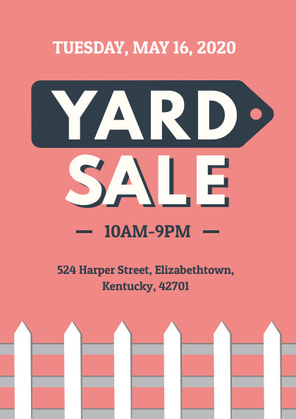 Pink Fence Yard Sale – Flyer Template 420x595