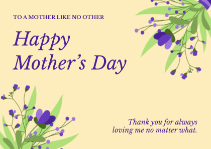 Happy Mother's Day Purple Flowers Illustration – Card Template 420x298 template preview