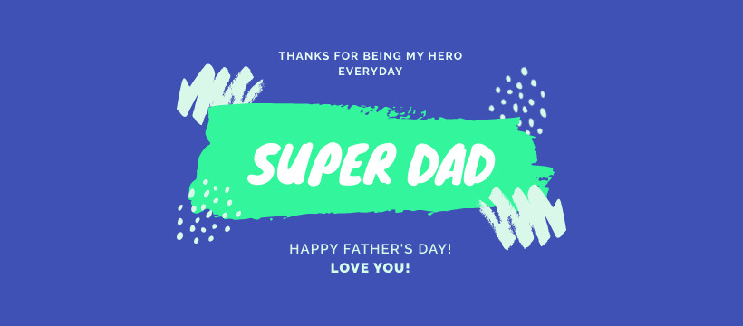 Green Super Dad Father's Day Facebook Cover 820x360