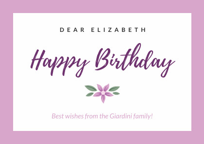 Dear Elizabeth Happy Birthday – Card Template 420x298 template