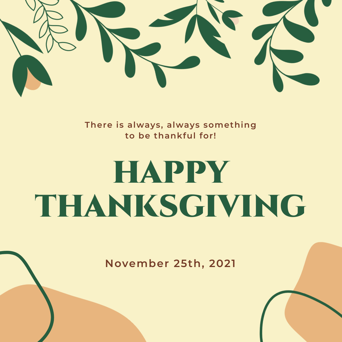 Always Thankful on Thanksgiving  Responsive Square Art 1200x1200