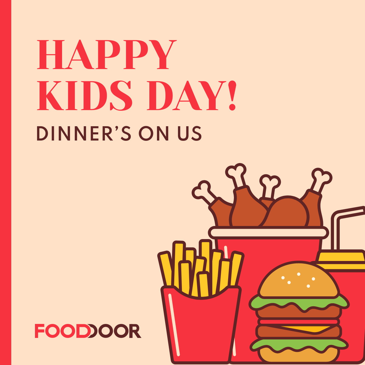 Happy Kids Day Free Dinner Responsive Square Art 1200x1200