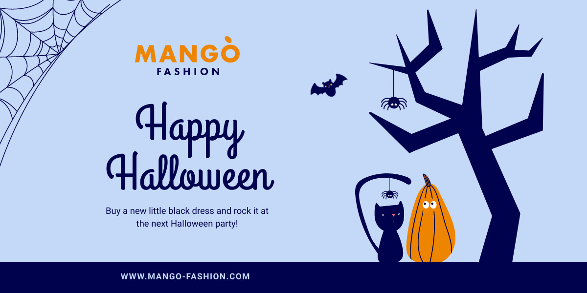 Mango Fashion Blue Halloween Facebook Cover 820x360