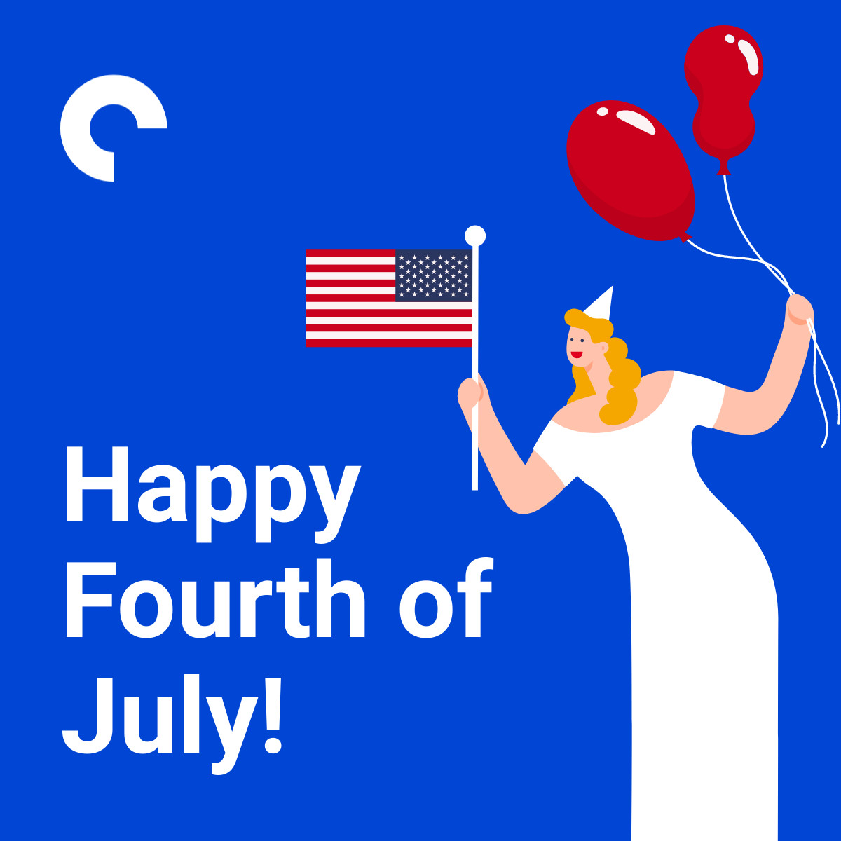 Happy Fourth of July Festive Woman Illustration