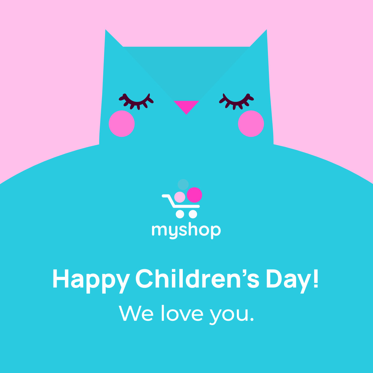Happy Children's Day Blue Owl Responsive Square Art 1200x1200