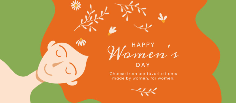 Happy Women's Day Hair Illustration Facebook Cover 820x360