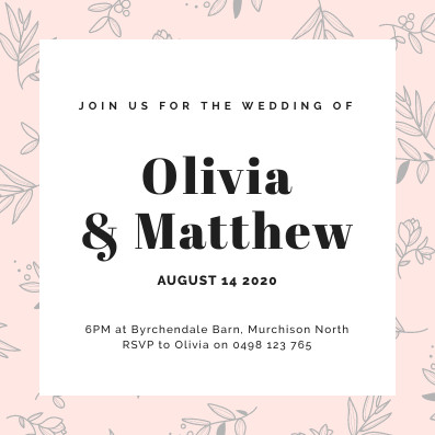 Olivia & Matthew Wedding – Invitation Template 397x397 template