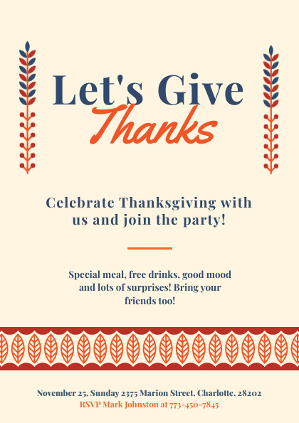 Traditional Thanksgiving Party Flyer 420x595