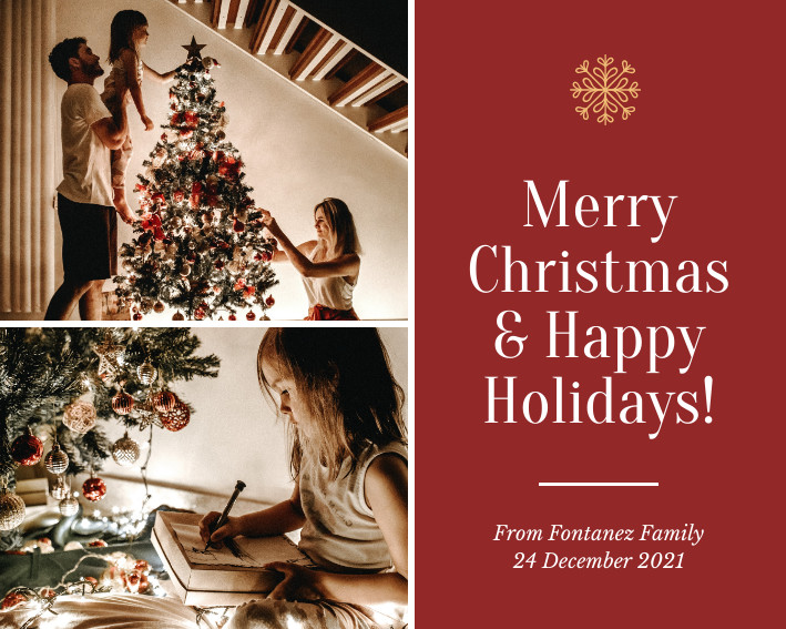 Merry Christmas Happy Holidays Photo Collage 709x567 template preview