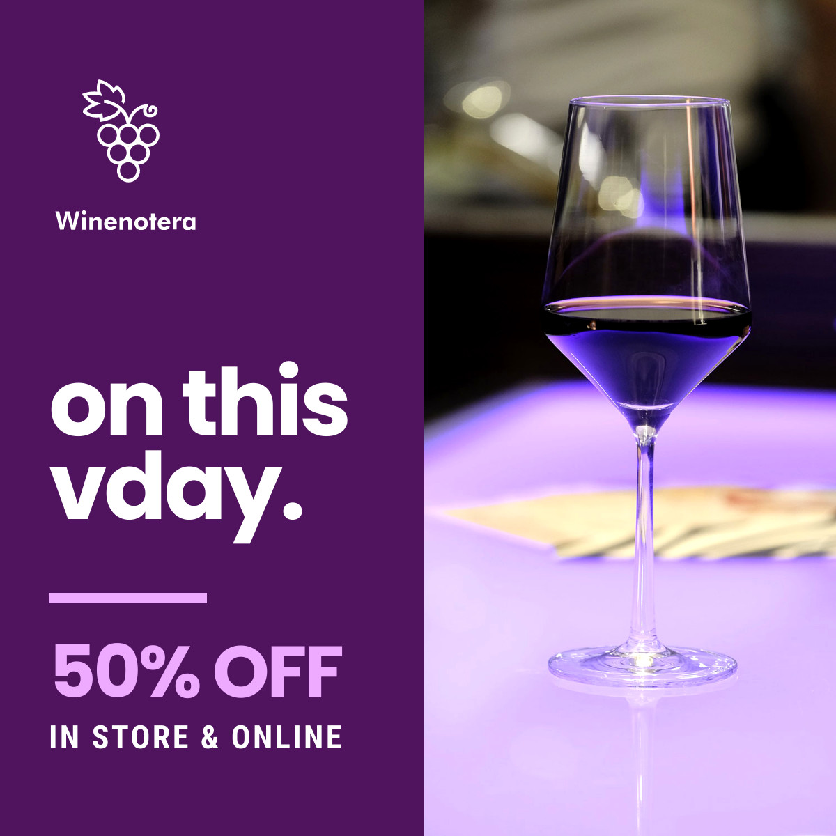 Valentine's Day Purple Wine Offer 
