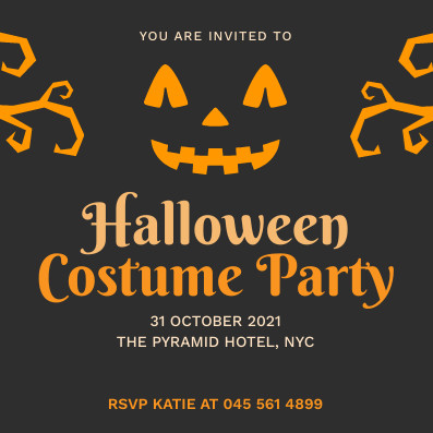 Halloween Orange Costume Party Invitation 397x397 template