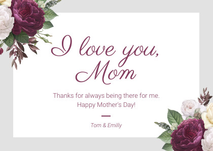 Mother's Day I Love You Mom – Card Template  420x298 template