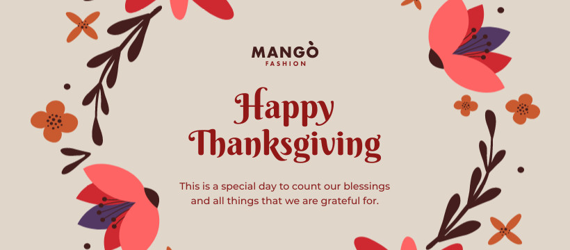 Mango Fashion Thanksgiving Flower Wrap Facebook Cover 820x360