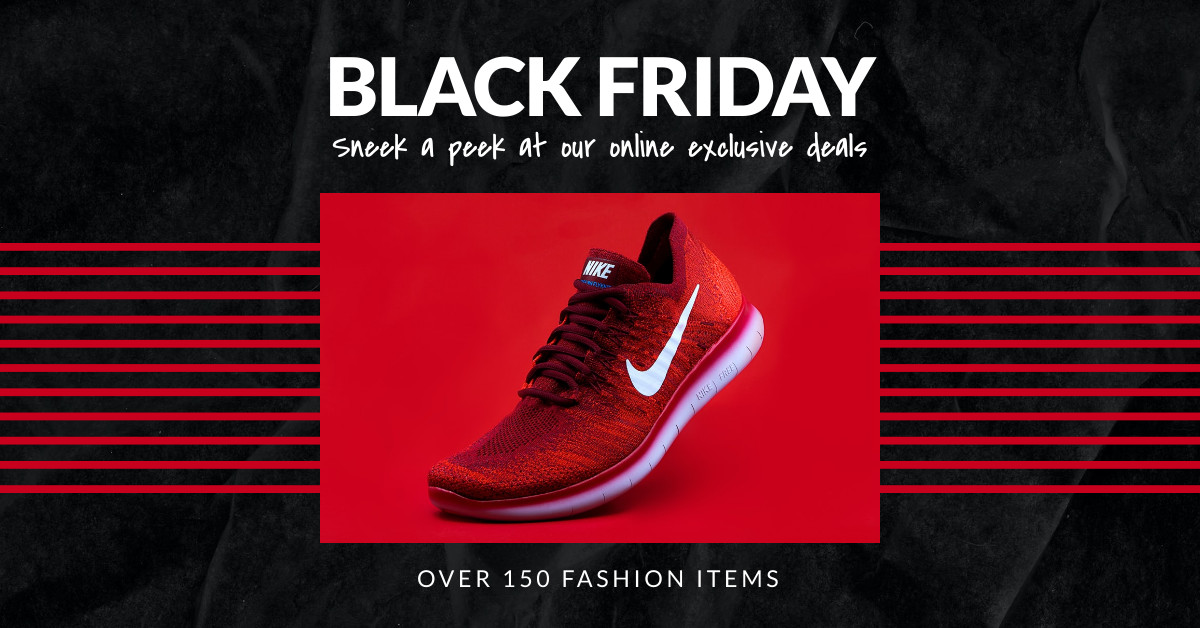 Sneek a Peek Black Friday Red Nike Shoe Facebook Cover 820x360
