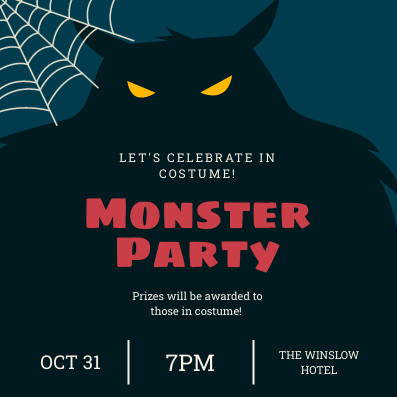 Monster Costume Party Invitation 397x397 template preview