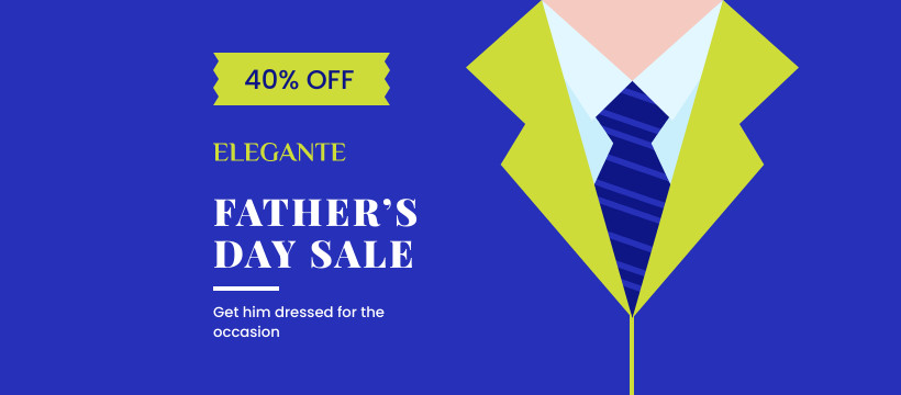 Elegant Father's Day Blue Sale Facebook Cover 820x360