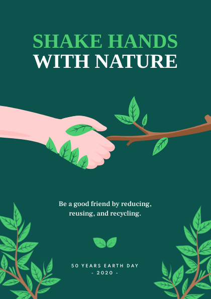 Shake Hands with Nature Earth Day – Flyer Template 420x595