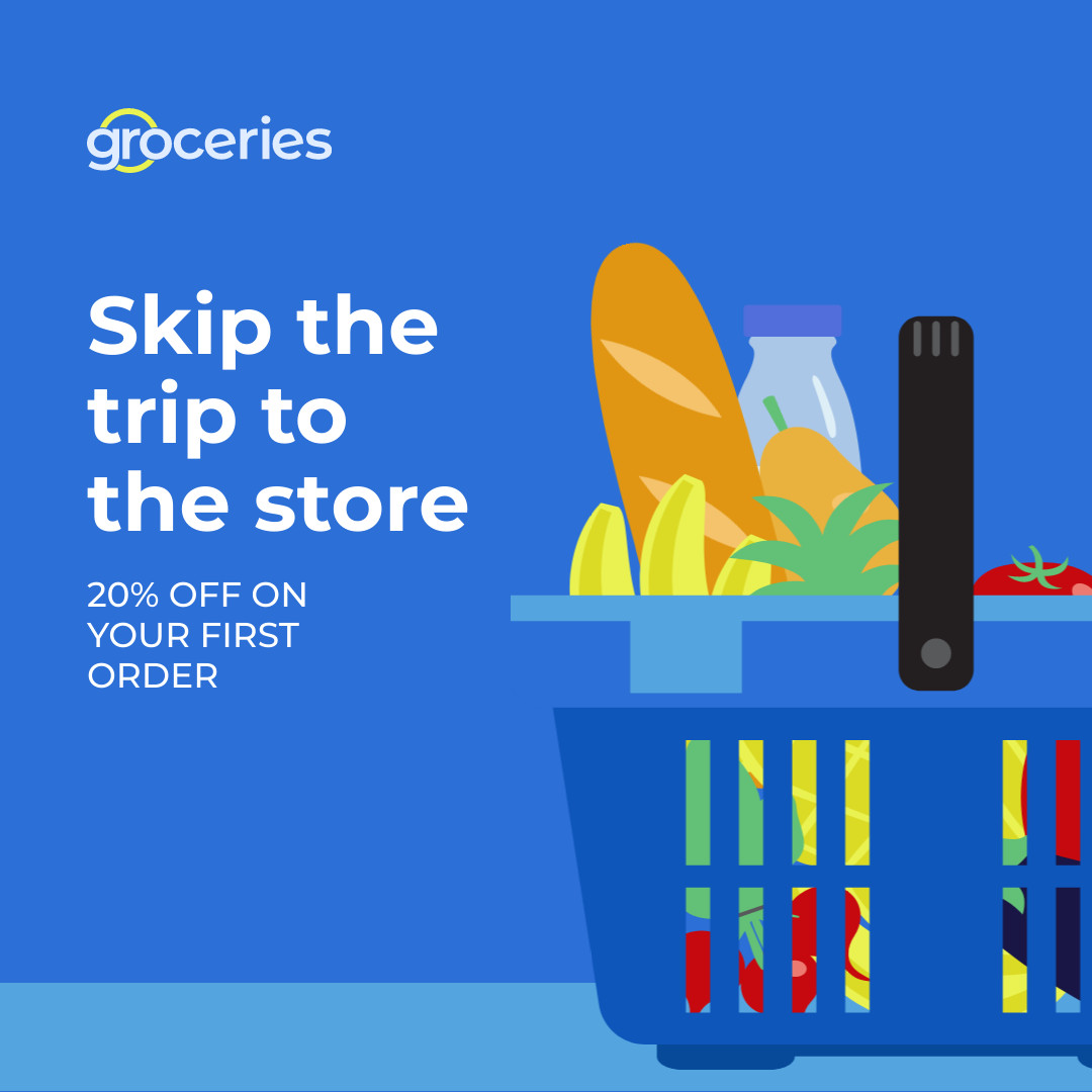 Skip The Trip Groceries Online 1080x1080 template preview