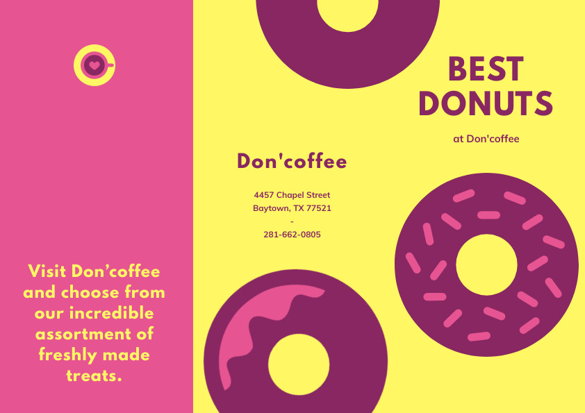 Best Donuts Don coffee – Brochure Template 842x595 template preview