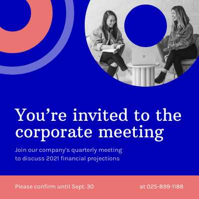Quarterly Corporate Meeting Invitation 397x397 template