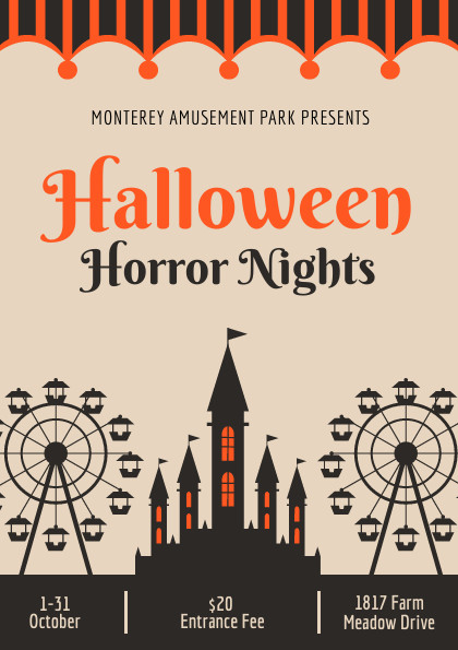 Halloween Horror Nights Amusement Park Flyer