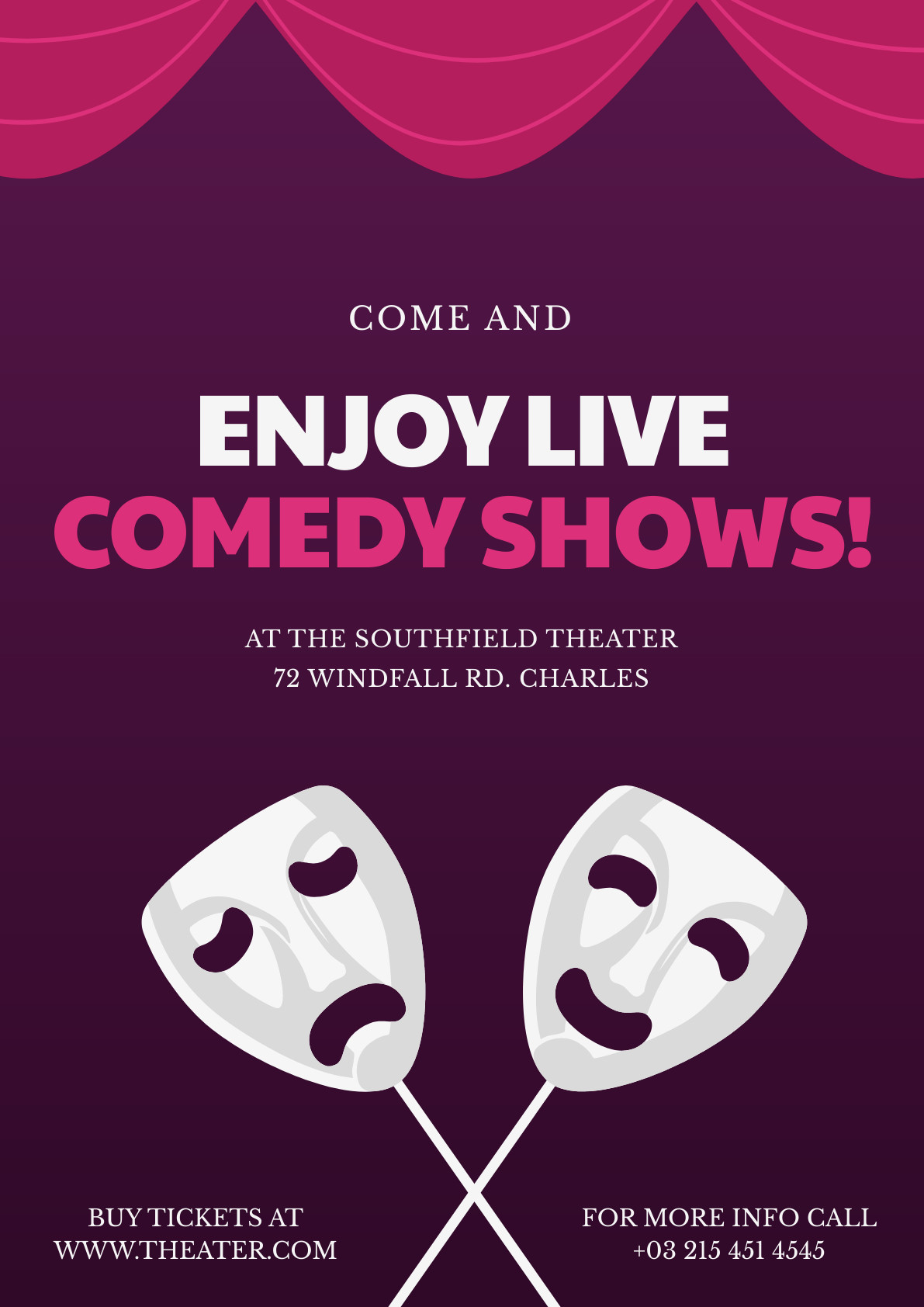 Enjoy Live Comedy Shows – Poster Template 1191x1684