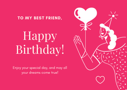 Happy Birthday to my Pink Friend – Card Template 420x298 template