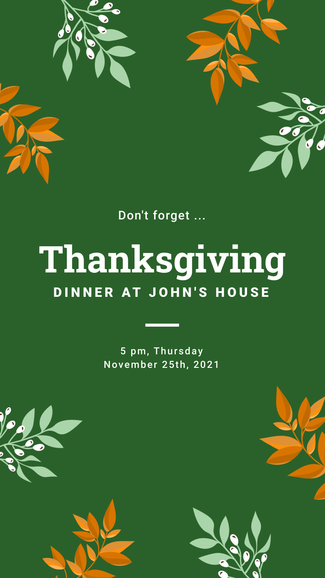 Don't Forget Thanksgiving Dinner