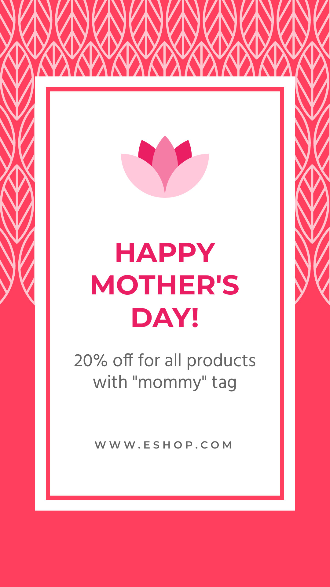 Red Mother's Day Sale Leaf Pattern