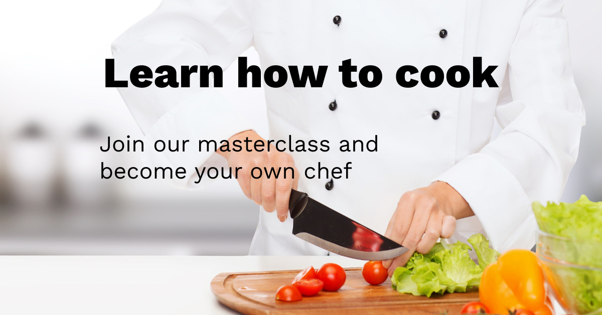 Online cooking classes Facebook Sponsored Message 1200x628